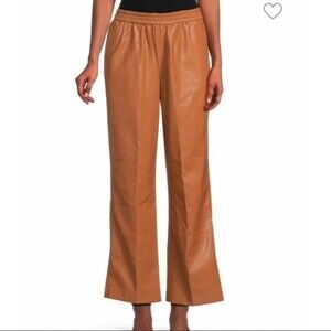 NWT ELIE‎ TAHARI Vegan Leather Wide Leg Pants S